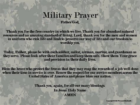 We must work at it, nurture it, protect it and pray for it. . Military invocation examples